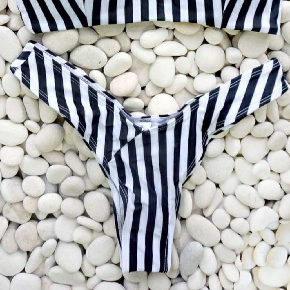 Striped Cheeky Bikini Set - Picture 11 of 12